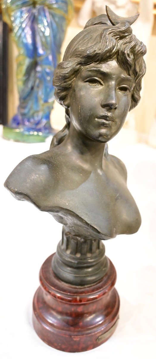 Emmanuel Villanis - Busto in Bronzo Art Nouveau-photo-4